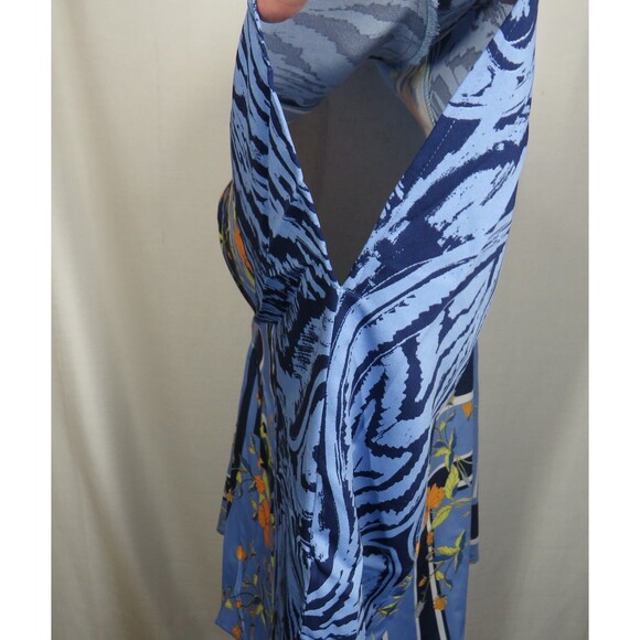 C Wonder Christian Siriano Blue Garden Floral Dolman Flowy Scarf Blouse XS-Small - Picture 9 of 11